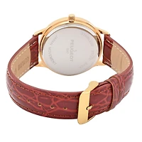 Peugeot Men's 38mm Brown Sun-Moon Brown Leather Strap Watch
