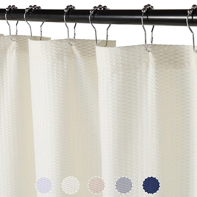 Caromio Soft Embossed Seersucker Microfiber Fabric Shower Curtain or Liner