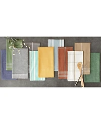 Design Imports Assorted Woven Dishtowel Collection Classic Oversized, 20x28", Black, 5 Piece