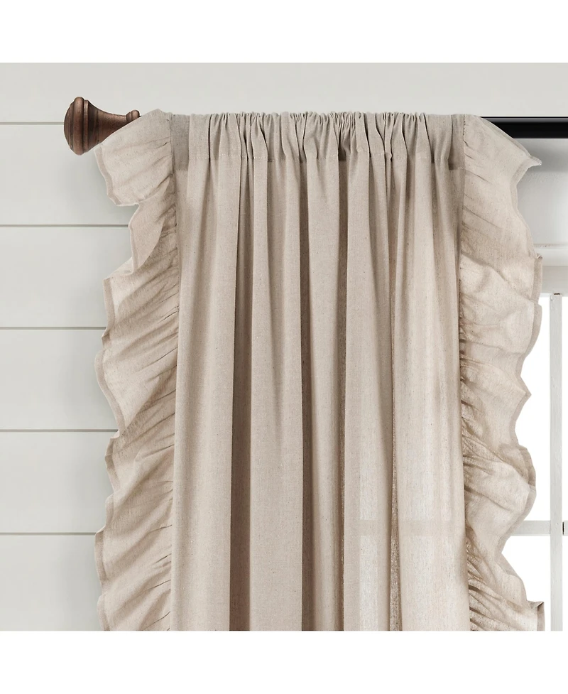 Lush Decor Linen Ruffle Window Curtain Panel