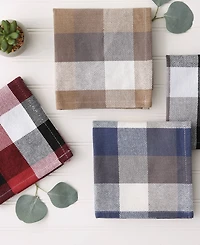 Design Imports Tri-Color Check Collection Kitchen, Dishcloth Set, Stone, 4 Piece