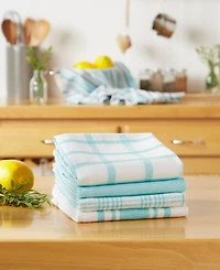 Design Imports Assorted Woven, Kitchen Dishtowel Set, 18x28", Aqua, 5 Piece
