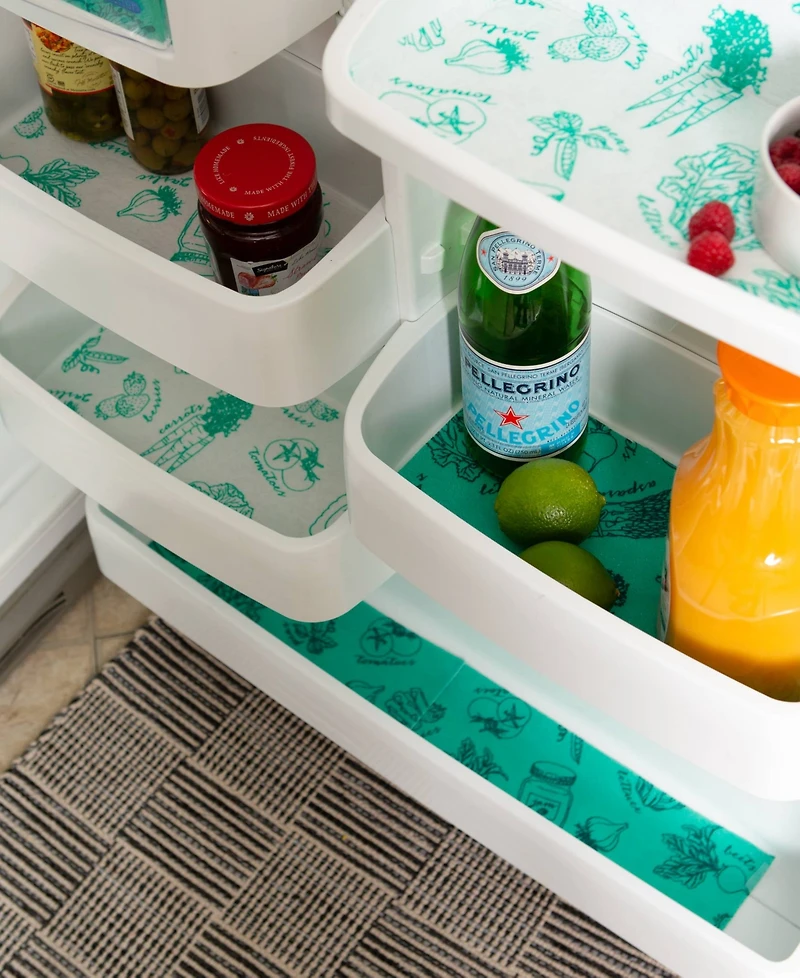 Design Imports Fridge Liner Collection Non-Adhesive, Cut to Fit, 12x24", Aqua Market, 6 Piece