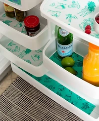 Design Imports Fridge Liner Collection Non-Adhesive, Cut to Fit, 12x24", Aqua Market, 6 Piece