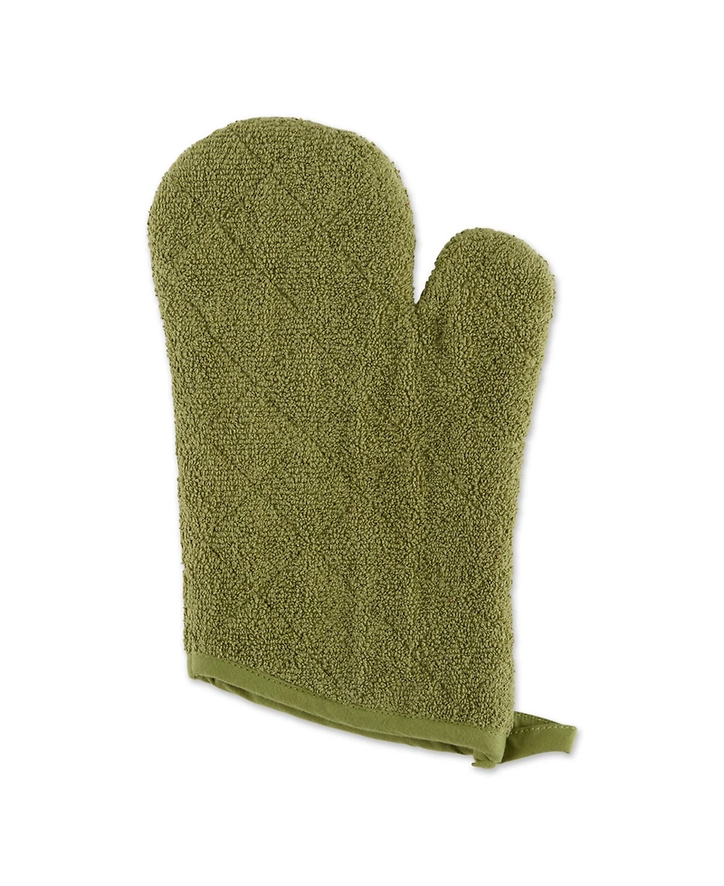 Design Imports Basic Terry Collection 100% Cotton Quilted, Oven Mitt, Antique Green, 2 Piece