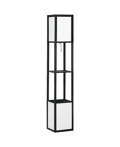 Homcom Modern Floor Lamp with Shelves, Dual Light, Sding Lamp