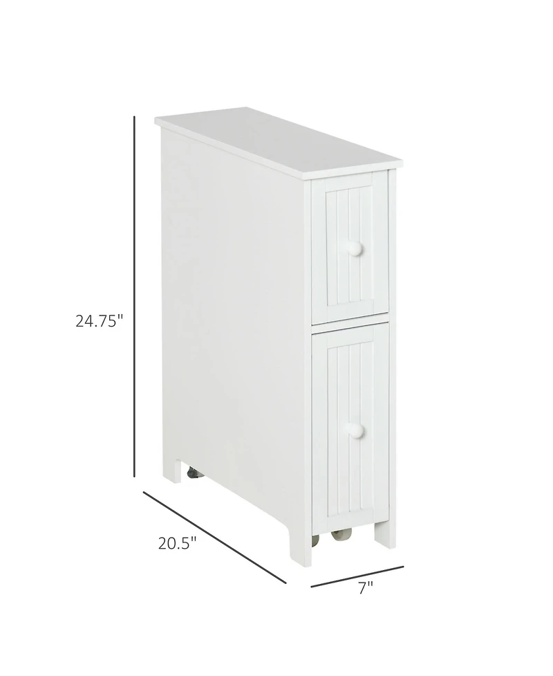 kleankin Slim Bathroom Storage Cabinet with Drawers and Side Towel Rack,