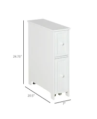 kleankin Slim Bathroom Storage Cabinet with Drawers and Side Towel Rack,
