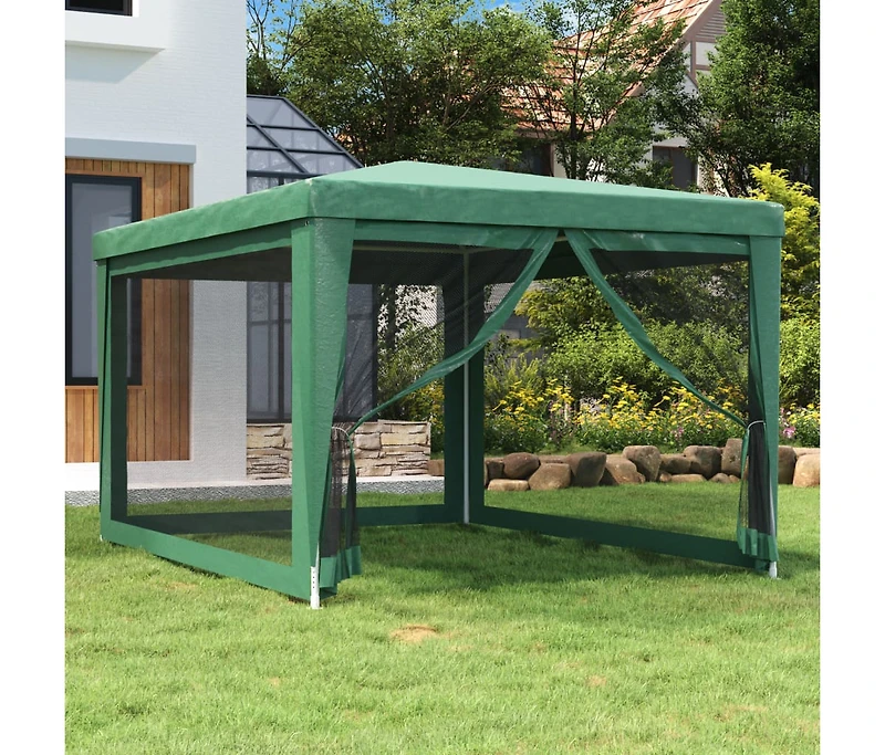 Party Tent with 4 Mesh Sidewalls Green 9.8'x13.1' Hdpe