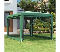 Party Tent with 4 Mesh Sidewalls Green 9.8'x13.1' Hdpe