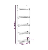 vidaXL Door Organizer with 5 Shelves 20.5"x7.9"x53.1" Aluminum