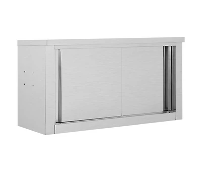 vidaXL Kitchen Wall Cabinet with Sliding Doors 35.4"x15.7"x19.7" Stainless Steel