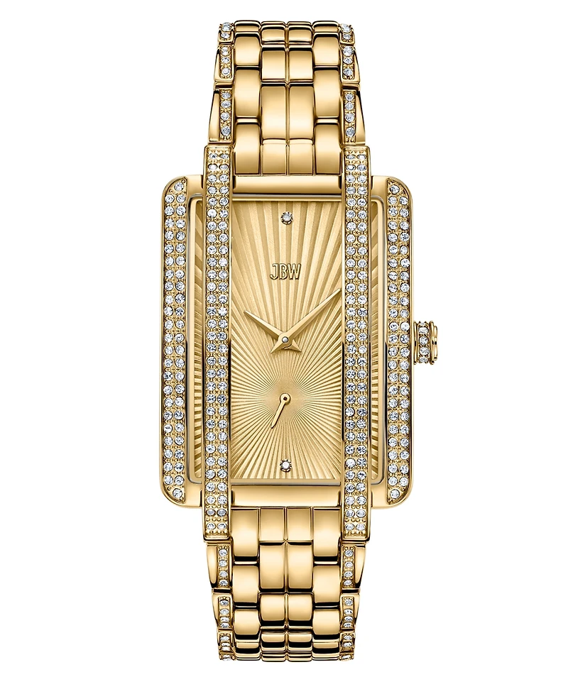 Jbw Women's Mink Diamond (1/8 ct.t.w.) 18k Gold Plated Stainless Steel Watch
