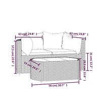 vidaXL Piece Patio Lounge Set with Cushions Gray Poly Rattan