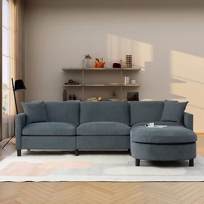 Streamdale Furniture 107.87'Sectional Sofa Couch With 1 Ottoman, Seat Cushion And Back Cushion Removable