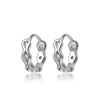 GiGiGirl Lovely Sterling Silver Cubic Zirconia Small Round Hoop Earrings