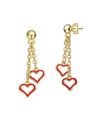 GiGiGirl Kids 14k Yellow Gold Plated Double Heart Halo Dangle Chain Drop Earrings