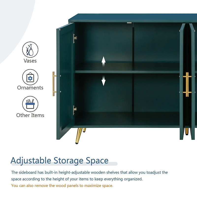 Streamdale Green Tv Stand with Storage & Adjustable Shelves