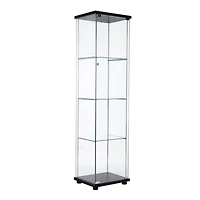 Streamdale Furniture One Door Glass Cabinet Glass Display Cabinet With 4 Shelves, Black