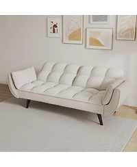Simplie Fun Beige 57" Sofa with Throw Pillow & Armrests