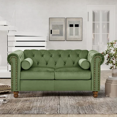 Streamdale Furniture Green Velvet Love Seat Sofa