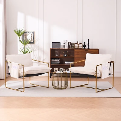 Streamdale Gold-plated Upholstered Armchair with Arm Pockets