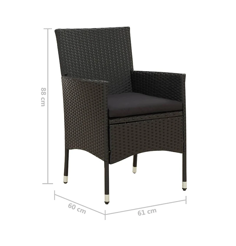 Patio Chairs with Cushions 2 pcs Poly Rattan Black