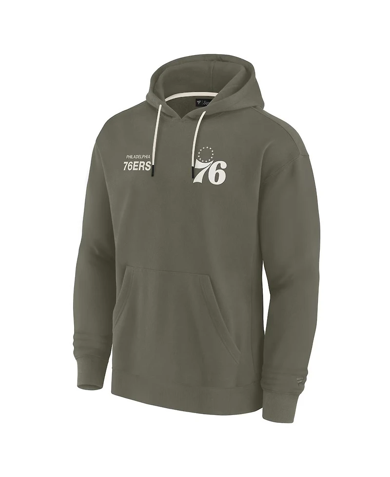 Fanatics Signature Men's and Women's Olive Philadelphia 76ers Elements Super Soft Fleece Pullover Hoodie