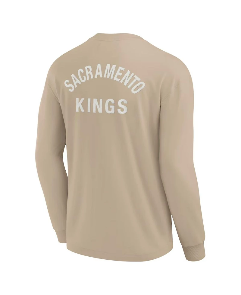 Fanatics Signature Men's and Women's Khaki Sacramento Kings Elements Super Soft Long Sleeve T-Shirt