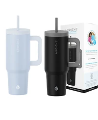 Grosche 40oz Insulated Tumbler with Straw and Handle, 2pk