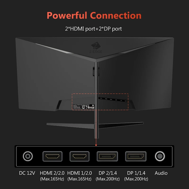 Z-edge 30 inch Uwfhd 2560 x 1080 21:9 Ultra Wide 200 Hz 1 ms 1500R Curved Gaming Monitor, FreeSync, Pip / Pbp, Hdmi x 2, Dp x 2,