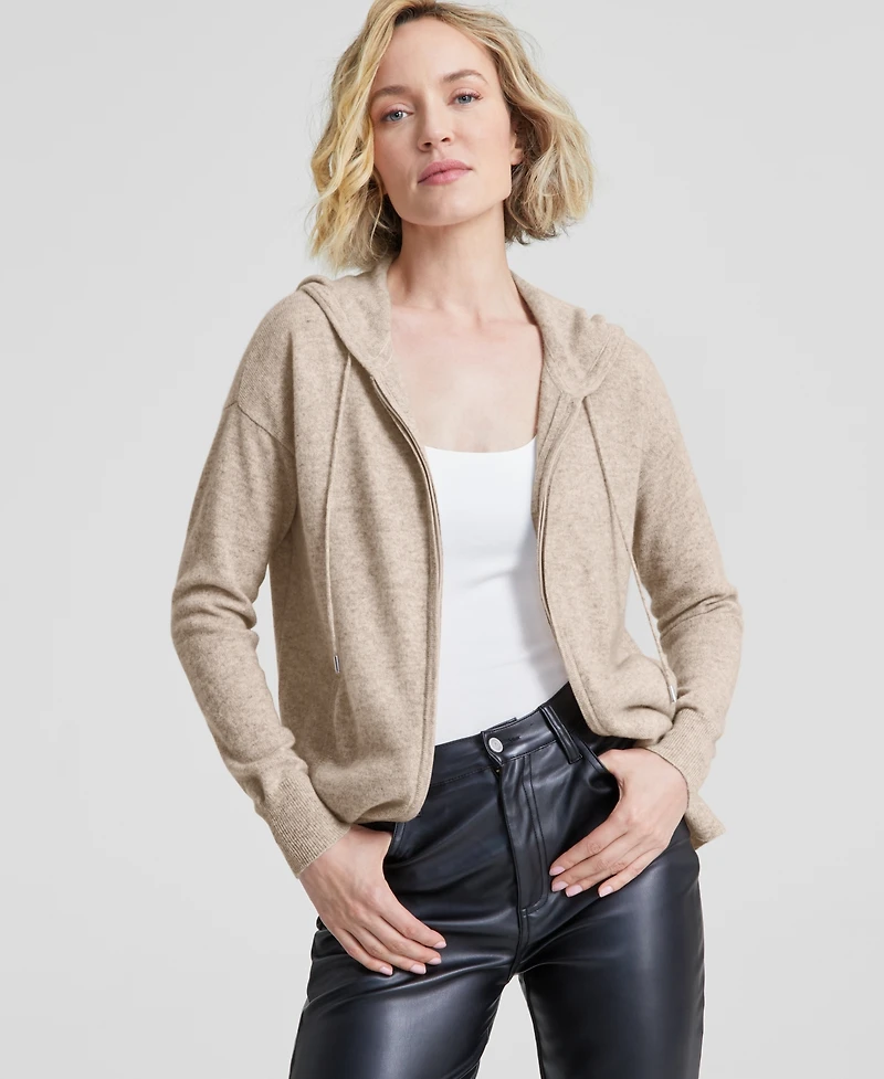 Charter Club Petite 100% Cashmere Zip Hoodie, Created for Macy's