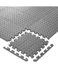 Philosophy Gym Pack of 12 Exercise Flooring Mats - 12 x 12 Inch Foam Rubber Interlocking Puzzle Floor Tiles - Gray
