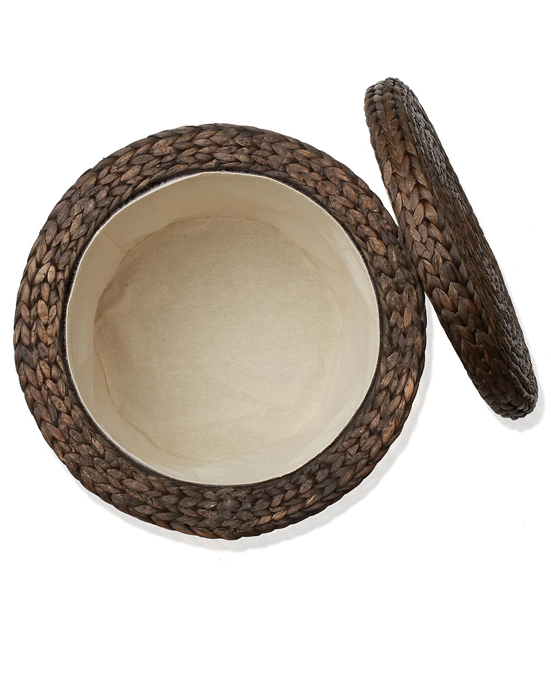 Casafield 17" Round Storage Ottoman with Lid - Natural, Handwoven Footstool for Living Room, Bedroom, Bathroom, Home Office