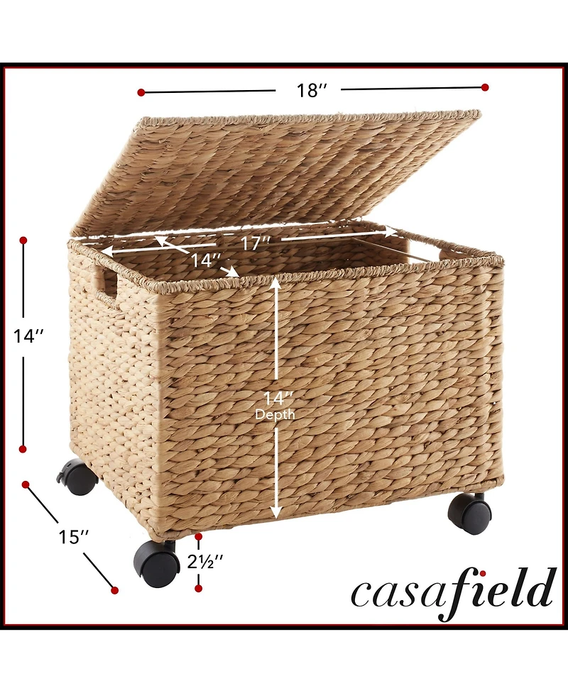Casafield Rolling Filing Cabinet, Water Hyacinth Hanging File Folder Organizer, Home Office Storage