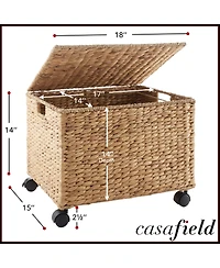 Casafield Rolling Filing Cabinet, Water Hyacinth Hanging File Folder Organizer, Home Office Storage