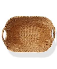 Casafield Large Laundry Boat Basket with Handles - Espresso, Woven Water Hyacinth Storage Tote for Blankets, Bathroom, Bedroom, Living Room