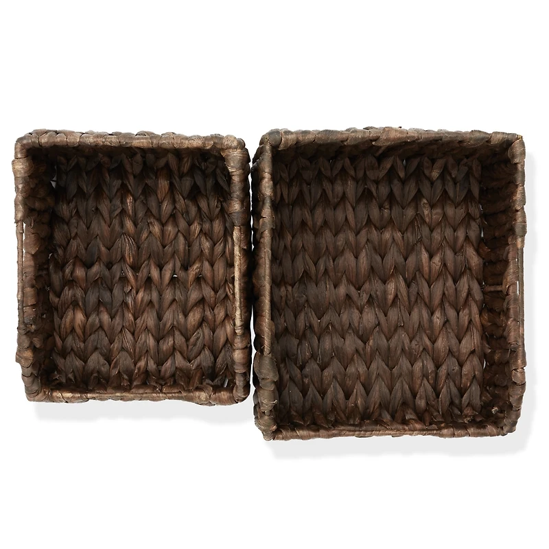 Casafield (Set of 2) Water Hyacinth Pantry Baskets with Handles - Natural, Medium and Large Woven Storage for Kitchen Shelves