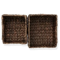 Casafield (Set of 2) Water Hyacinth Pantry Baskets with Handles - Natural, Medium and Large Woven Storage for Kitchen Shelves