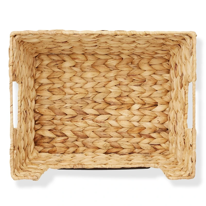 Casafield (Set of 2) Water Hyacinth Pantry Baskets with Handles and Chalkboard Labels - Espresso, Wide Woven Storage Baskets for Kitchen Shelves