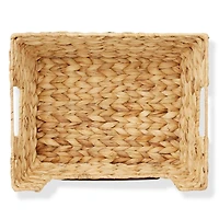 Casafield (Set of 2) Water Hyacinth Pantry Baskets with Handles and Chalkboard Labels - Espresso, Wide Woven Storage Baskets for Kitchen Shelves