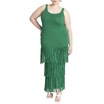 Eloquii Plus Fringe Sweater Dress