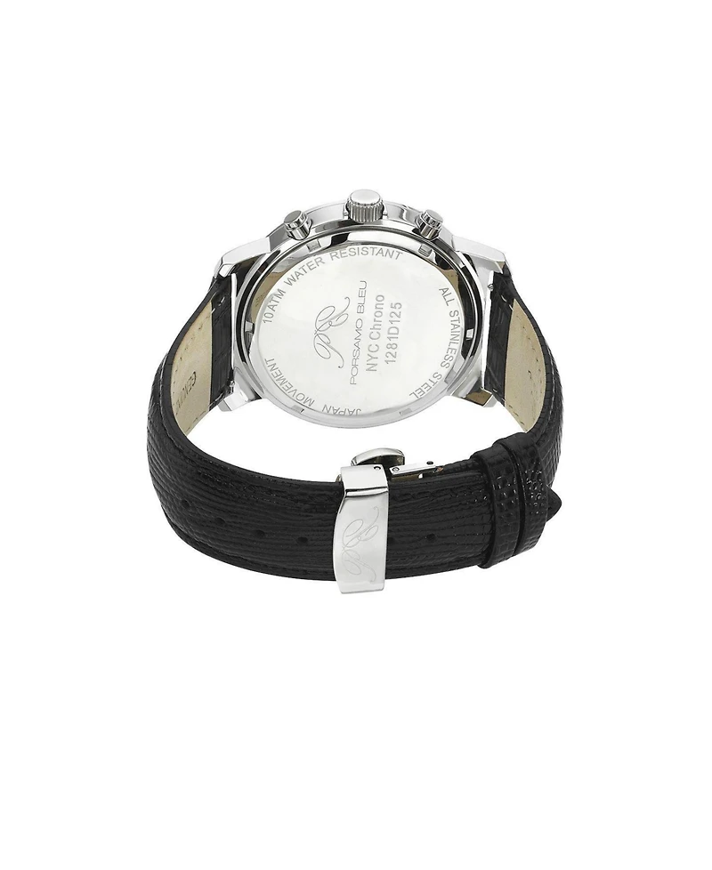 Porsamo Bleu Nyc Chrono Genuine Leather Two Tone & Black Men's Watch 1281DNYL
