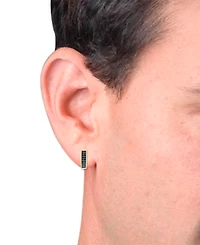 Men's Black Diamond Double Row Huggie Hoop Earrings (1/3 ct. t.w.) in 14k Gold-plated Sterling Silver or Black Rhodium-plated Sterling Silver, 1/2"