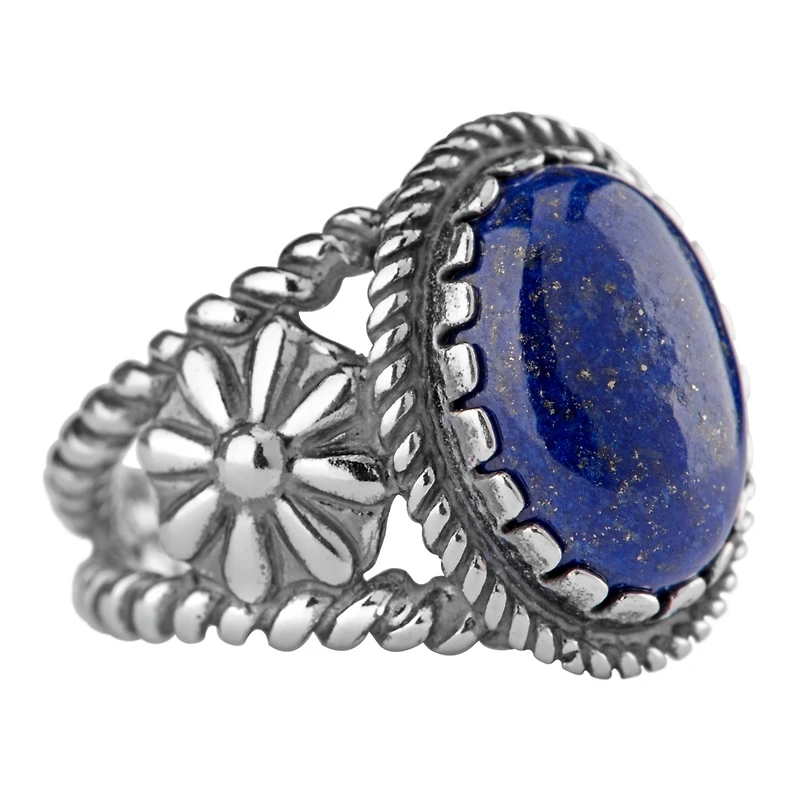 American West Jewelry Sterling Silver Women's & Men's Ring Genuine Gemstone Native-Inspired Flower Design Sizes 5- 10