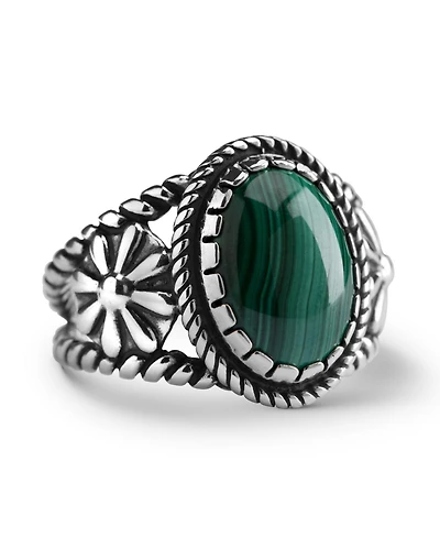 American West Jewelry Sterling Silver Women's & Men's Ring Genuine Gemstone Native-Inspired Flower Design Sizes 5- 10