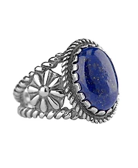 American West Jewelry Sterling Silver Women's & Men's Ring Genuine Gemstone Native-Inspired Flower Design Sizes 5- 10