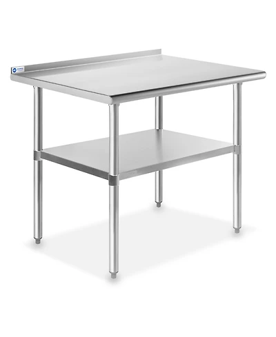 Gridmann 36 x 24 Inch Stainless Steel Table w/ Backsplash and Undershelf, Nsf Commercial Kitchen Work & Prep Table