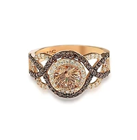 Suzy Levian Sterling Silver Cubic Zirconia Braided Halo Brown Bridal Center Stone Ring