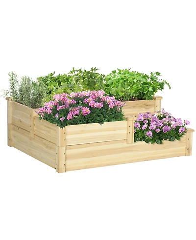 Outsunny 3 Tier Raised Garden Bed, Planter Box for Vegetables Herbs Flowers